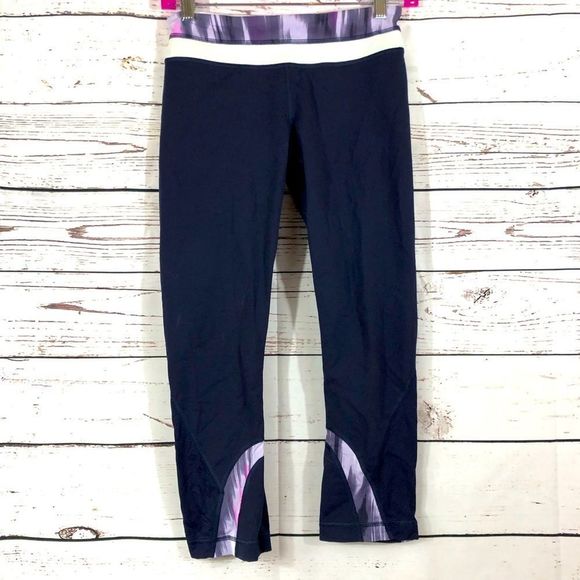 lululemon athletica Pants - Lululemon Run: Inspire Crop II Deep Indigo/Mirage/White Leggings 6